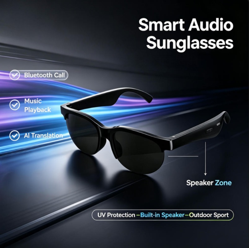 Smart Glasses Lens - Lunettes de soleil audio intelligentes, appels